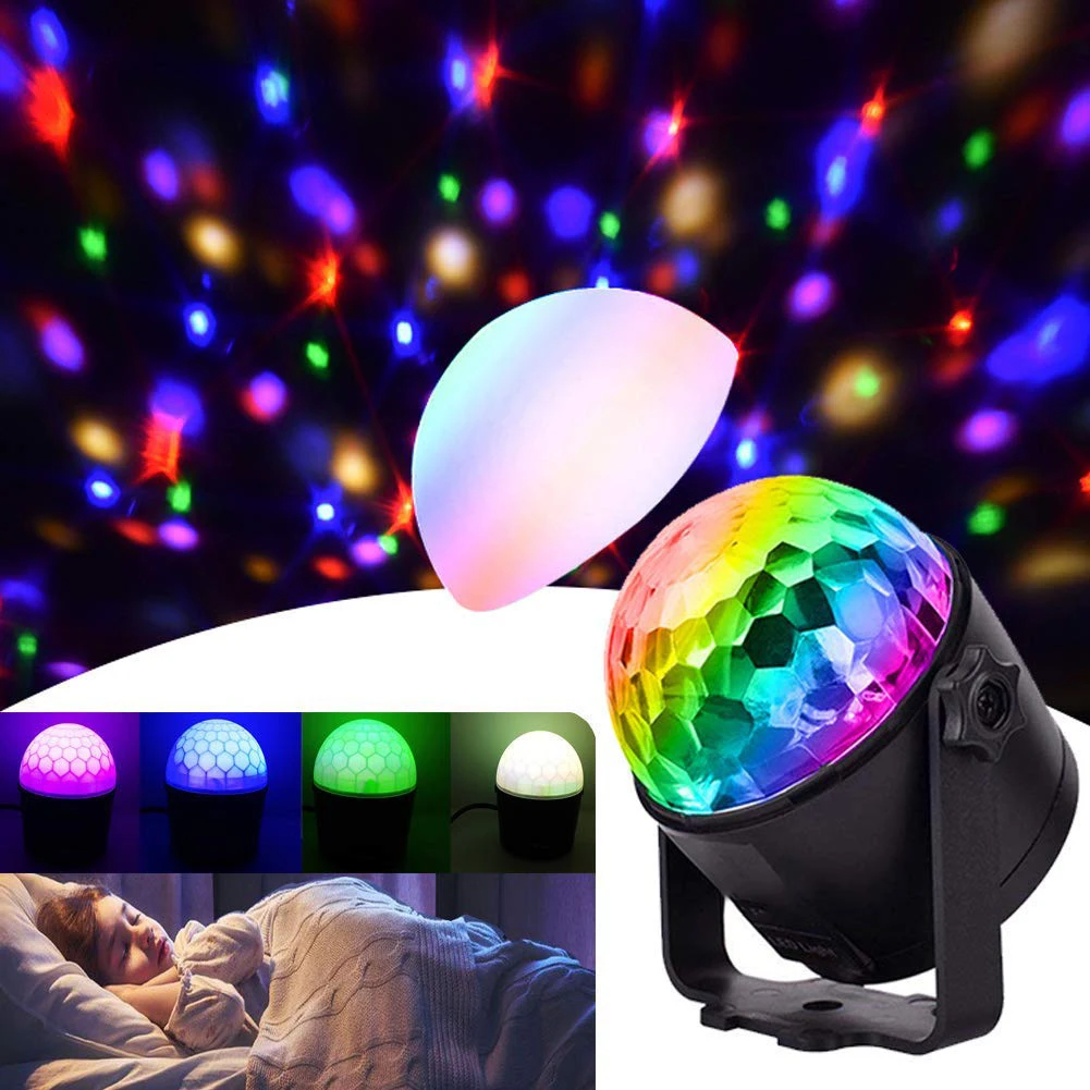 

7 color LED night light RGB stage light remote control voice activated disco ball light 6W party lights 2 in 1 decorative lights