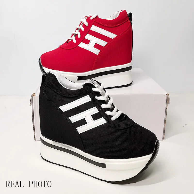 Кеды женские на платформе и каблуке повседневные холщовые туфли с