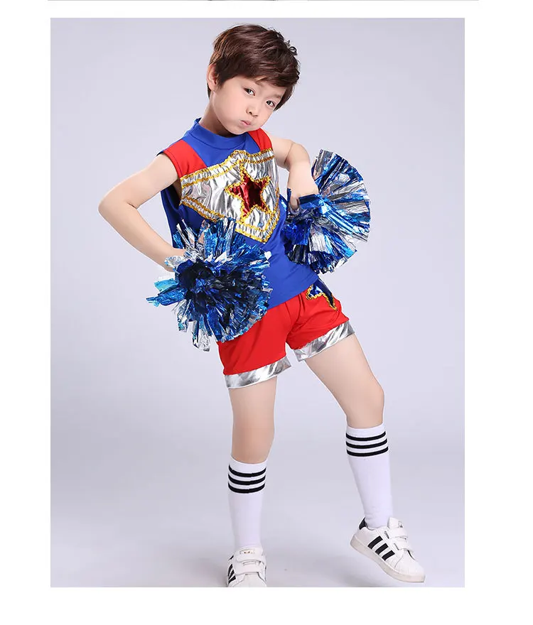 Танцевальный костюм для мальчиков и девочек без рукавов с синими