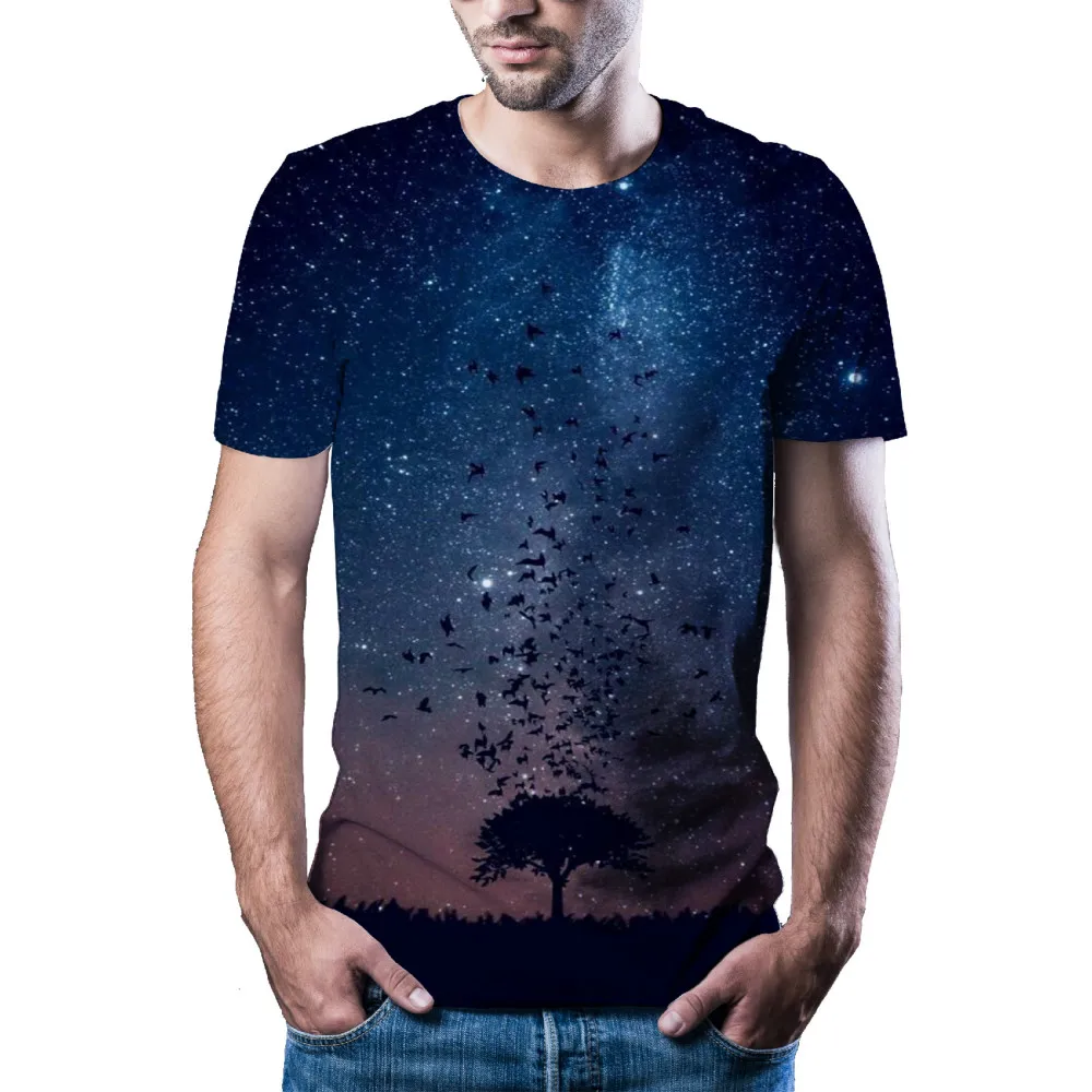 

Casual summer new 3D men's short sleeve T-shirt natural fresh leisure 3D men's T-shirt
