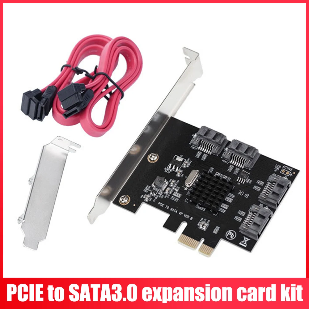 

SATA Expansion Card 6.0 Gbps PCI-E to SATA 3.0 Riser Card with PCI Express X4 X8 X16 Desktop 4 Port Hard Disk Expansion Card