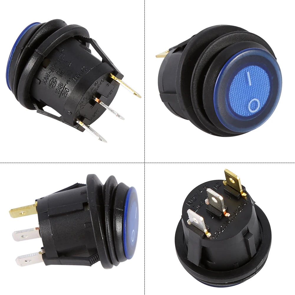 Светодиодный точечный светильник 12 В 3 контакта круглый рокер для автомобиля