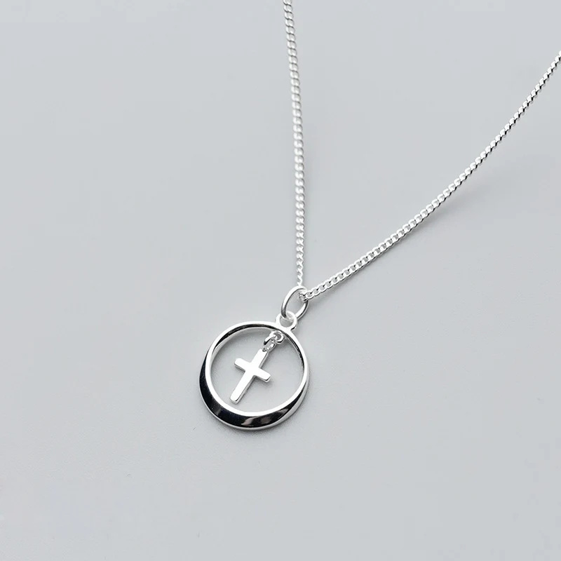 

La Monada Cross 925 Sterling Silver Necklaces For Women Minimalist Circle 925 Silver Chain Necklace Women Jewelry Korean Female