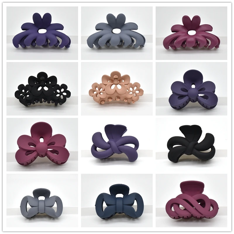 Матовые красочные заколки для девочек большая Заколка краб волос пластиковые