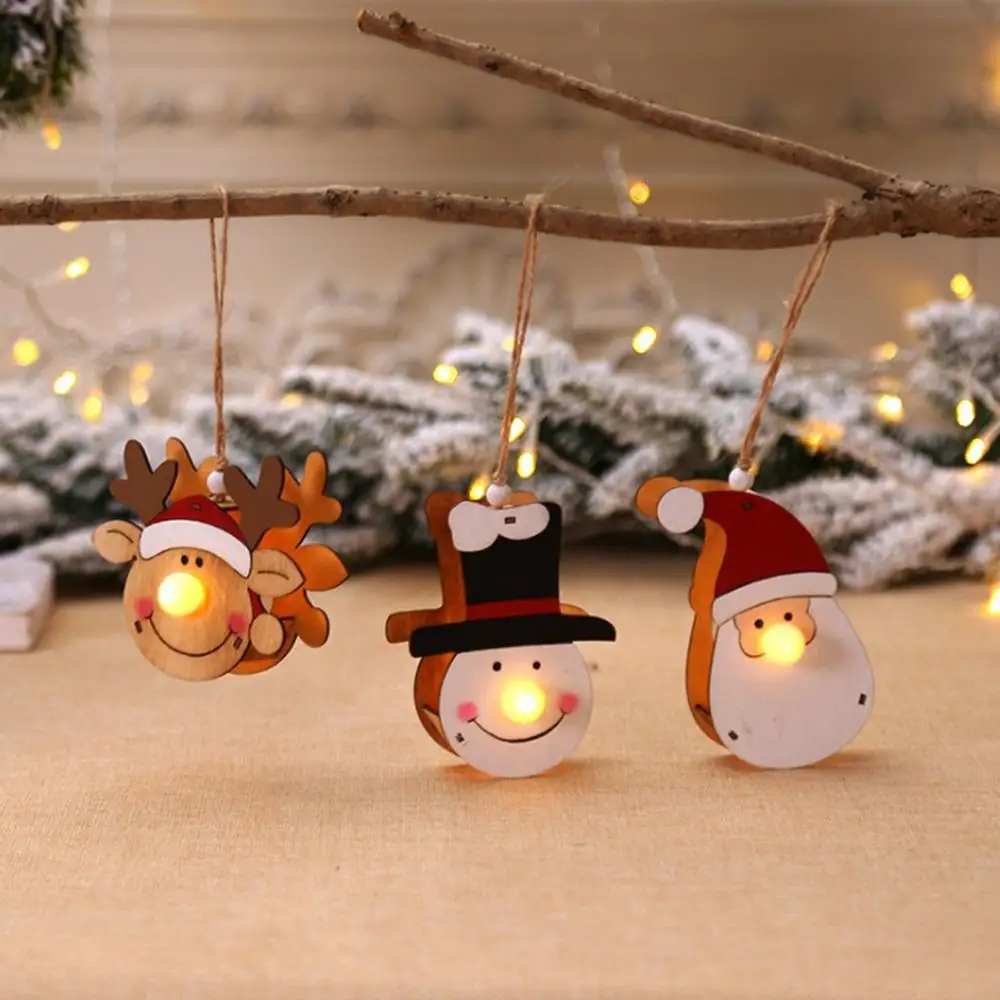 Christmas Glowing Wooden Pendant Tree Hanging Decoration Xmas Party Ornament Kerst Decoratie Cristmas A40 | Дом и сад