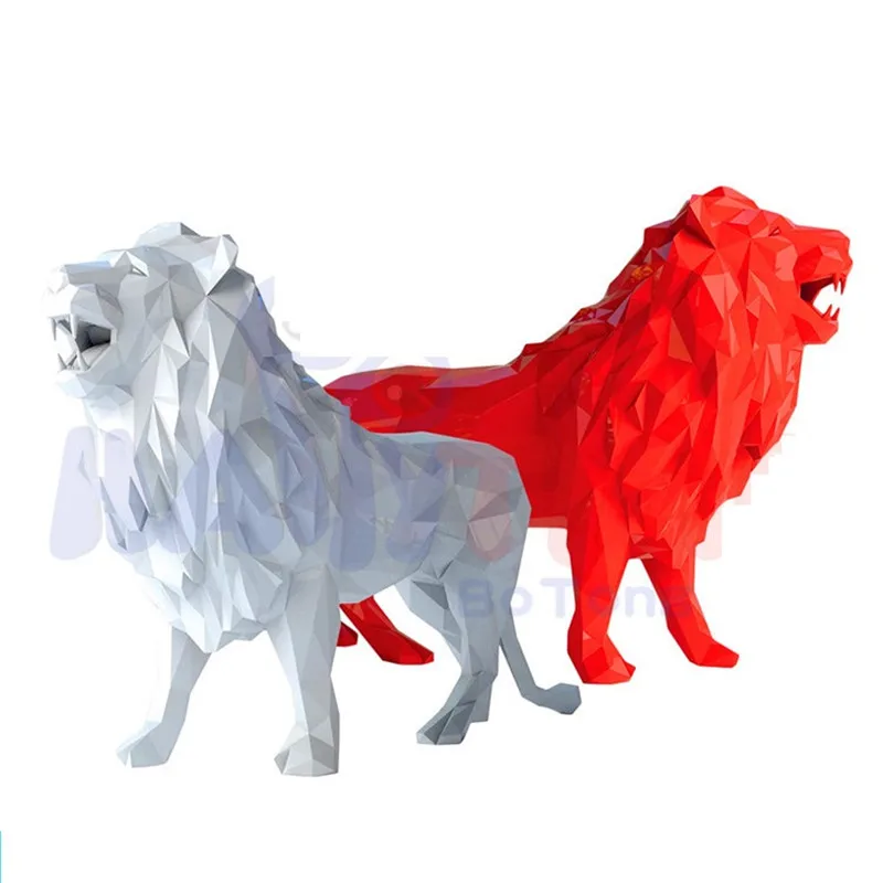 60 см большая статуя льва искусство скульптура геометрическое животное FRP