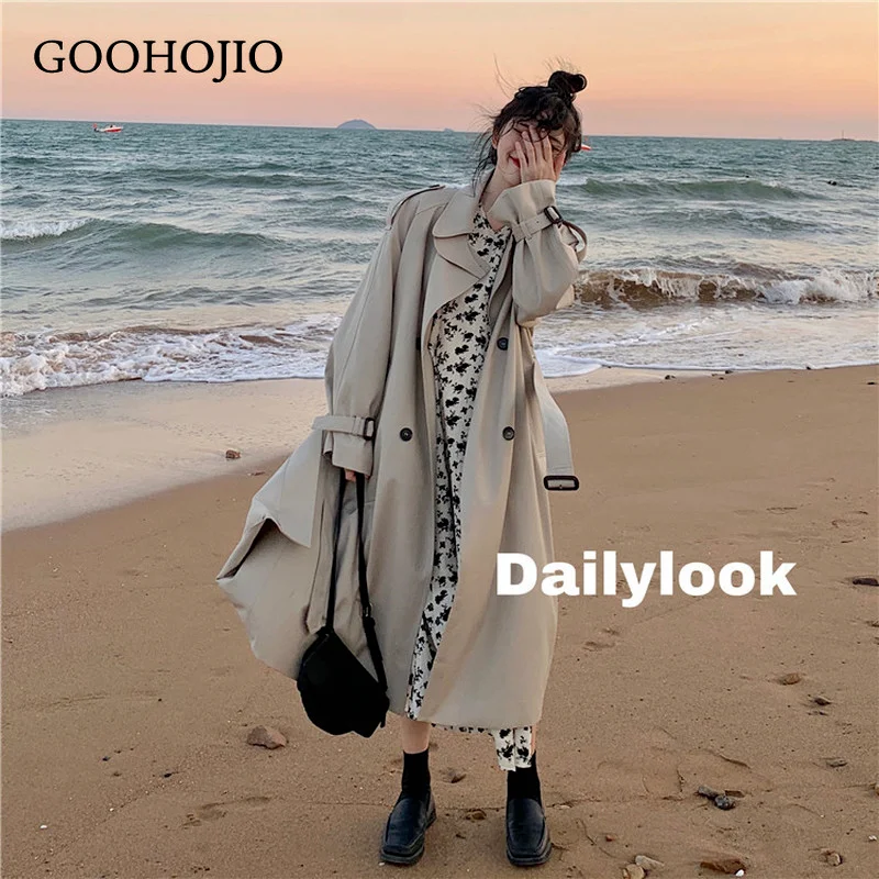 

GOOHOJIO 2021 New Spring and Autumn Temperament Trench Women Loose Casual Trench for Women Fashionable Fashion Trench Female