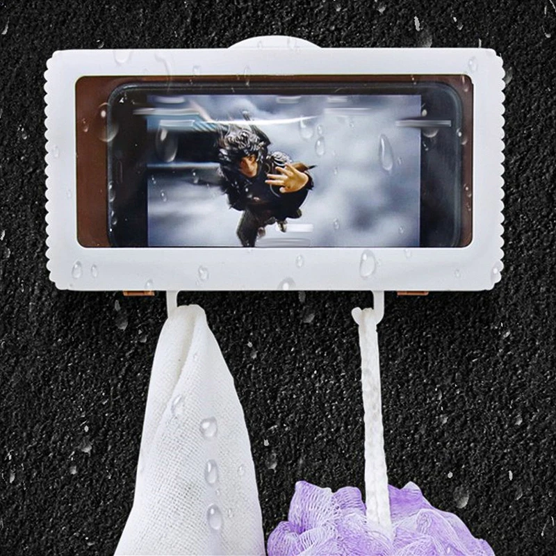 

Liner Tablet Or Phone Holder Waterproof Case Box Wall Mounted All Covered Mobile Phone Shelves Self-Adhesive Shower Accessories