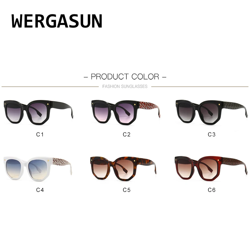 

WERGASUN Square Sunglasses Women Men Oversized Retro Brand Designer Sun Glasses Female Male Eyewear Punk Oculos De Sol