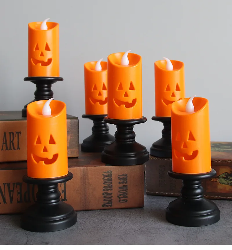 Vela de luz LED para Halloween, velas coloridas de decoraci&oacute;n superior para mesa, calabaza para fiesta, feliz fiesta en el hogar, 2021-0
