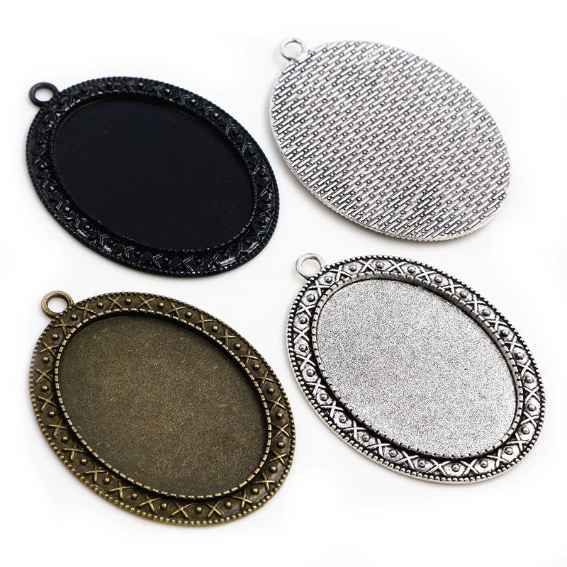

New Fashion 5pcs 30x40mm Inner Size 3 Colors Plated Baroque Style Cabochon Base Setting Charms Pendant Tray
