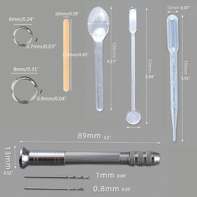 

Resin Earrings Findings Kit Earrings Hooks Jump Rings Screw Pins Epoxy ResinWooden Stirring Sticks Resin DIY Tools Kit C7AE