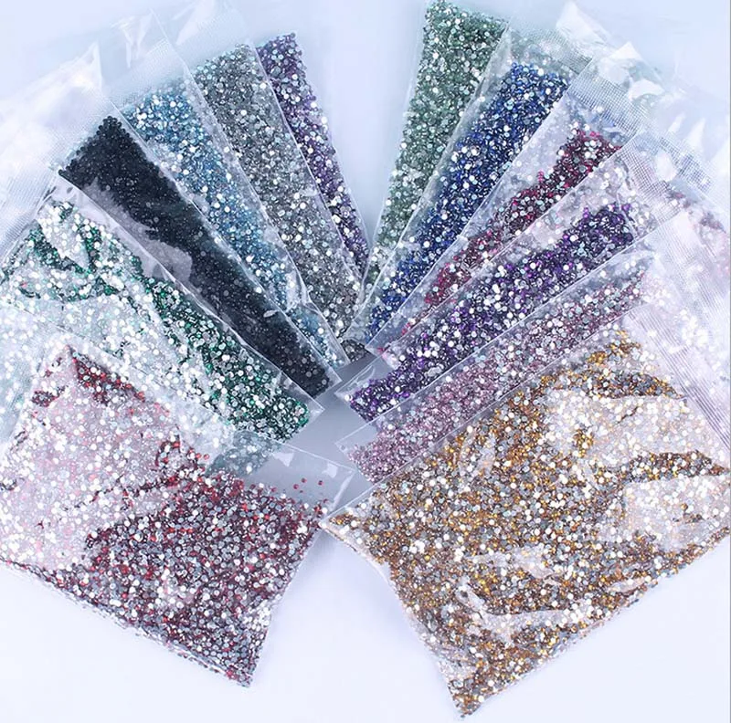 

1 bag About 20000pcs ss6 2mm 12color Acrylic DIY 3D Nail Art Glitter Rhinestones Decoration Manicure Tips