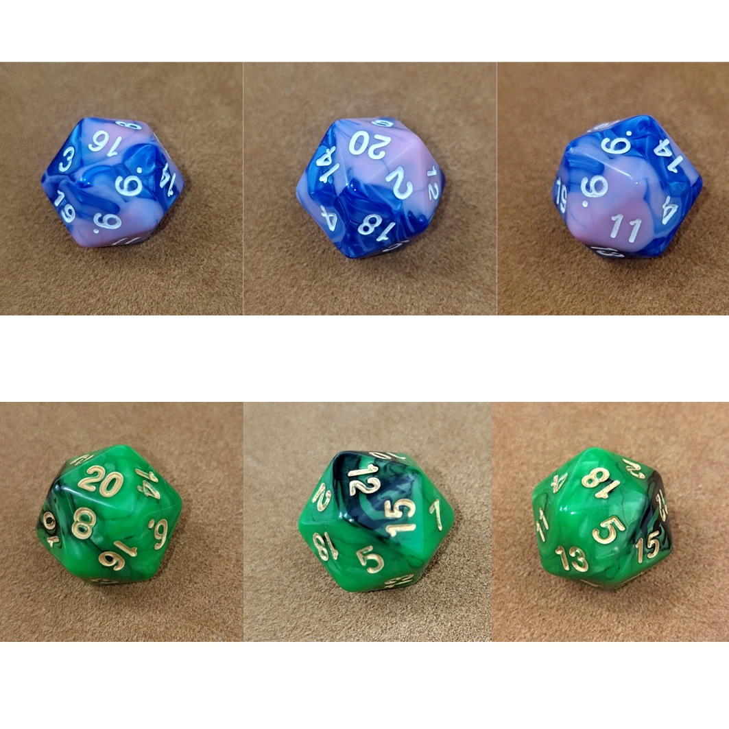 Одинарные D20 игральные кости двухцветные полигедральные двадцать лиц для