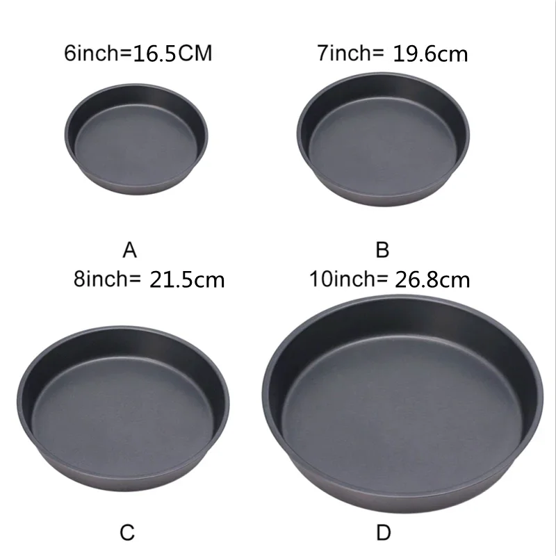 

6 7 8 10 Inch Round Food Grade Carbon Steel Pizza Deep Dishes Plate Non-Stick Baking Cake Mould Pans Kitchen Bread Tools