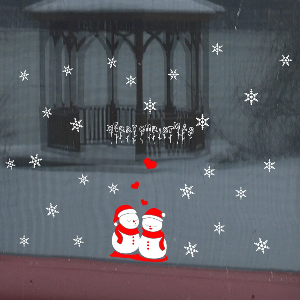 Модные рождественские наклейки на стену для ресторана украшения снега стекла