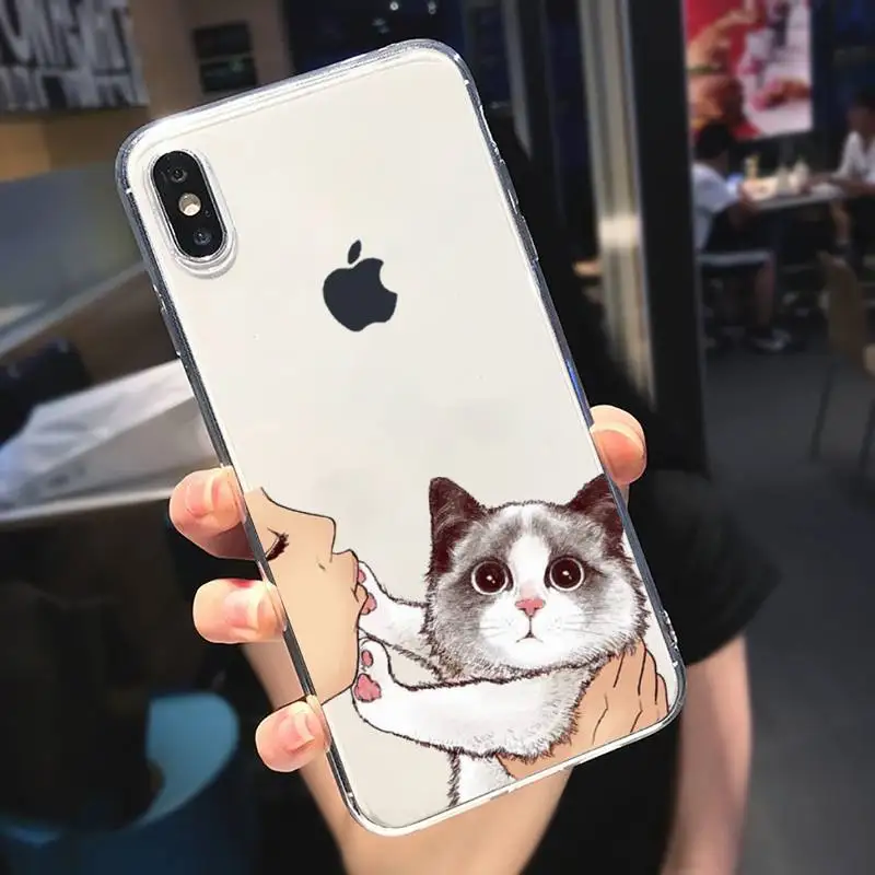 

No Kisses cute Cat animal Phone Case Transparent soft For iphone 5 5s 5c se 6 6s 7 8 11 12 plus mini x xs xr pro max