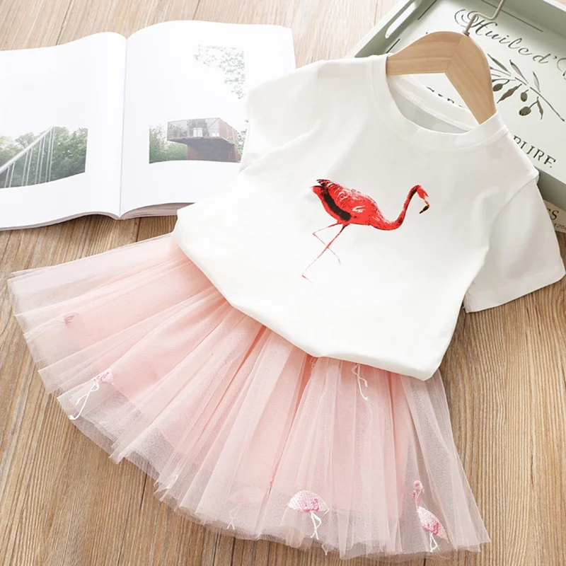 2020 Fancy 2pcs Swan Dress for Girl Princess Dresses Animal Tees+Tutu Birthday Outfits Baby Clothes Size 2-7 Years | Детская одежда и