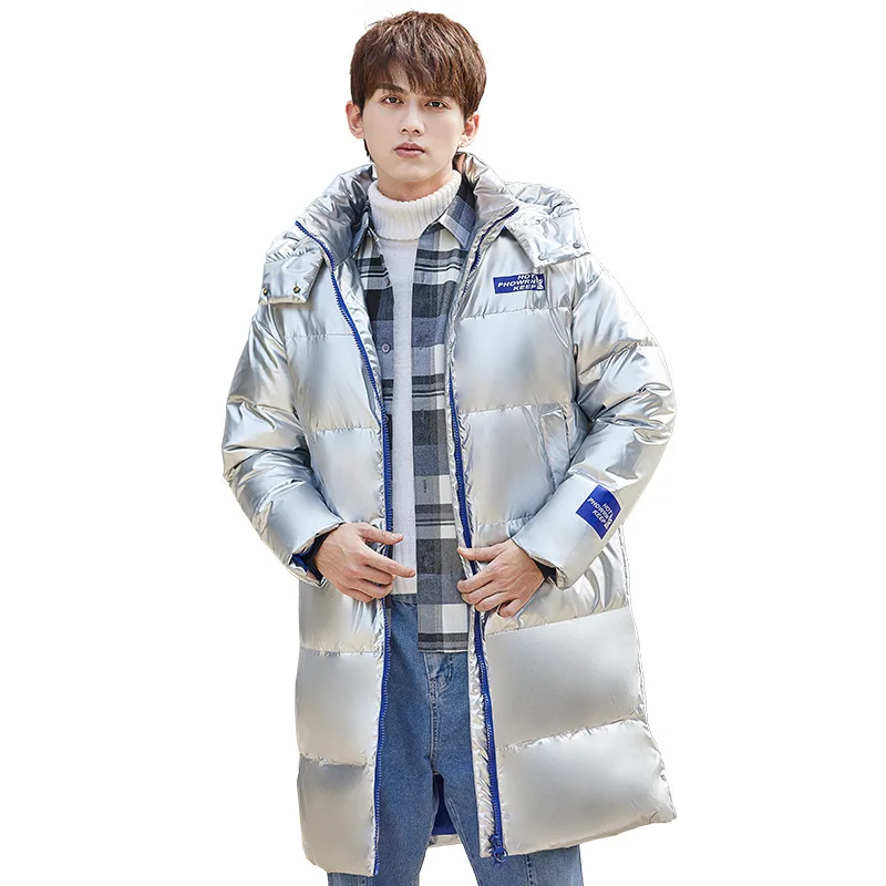 

-20 Degree Winter Mens Down Jacket Glossy Long Thicken Puffer Jacket Male Casual Streetwear Hip Hop Down Coat Warm Windbreaker