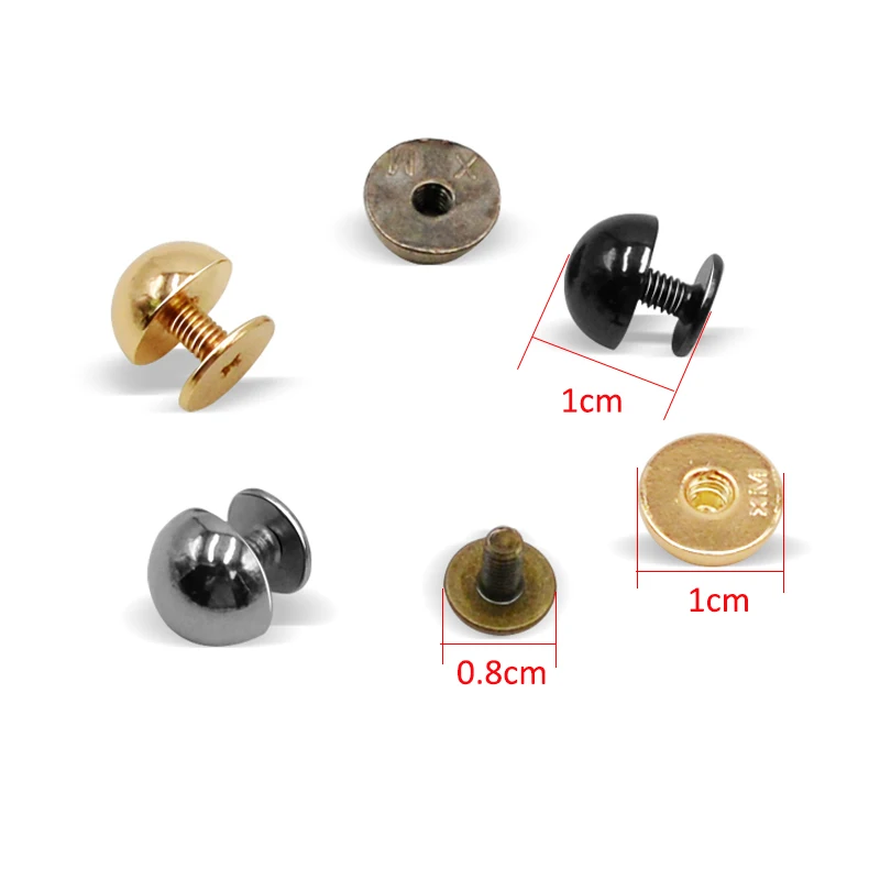 10sets Round Metal Bottom Screw for Bags 8mm 10mm 12mm 15mmMushroom nail DIY Bags Accessories Rivets Wear protection Bag Feet