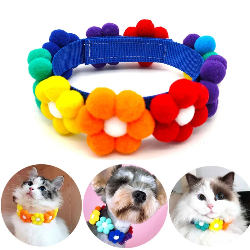 

Puppy Dog Collars Cute Flower Necklace Decoration Collar for Dogs Cat Bulldog Shiba Dog Bandana Collar Collares Para Perros