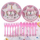 Бумажная шапка с единорогом, розовая, с животными, украшения для дня рождения, детская, бумажная шляпа для вечеринки