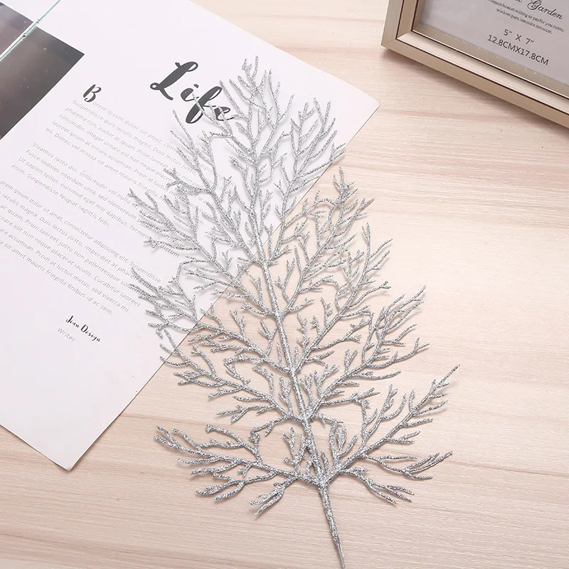

Hotsale 10pcs/lot Christmas Decorations Glitter Simulation Root Branches And Leaves Shopping Mall Hotel Christmas Tree Ornaments