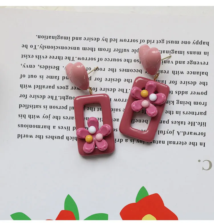 Женские Геометрические Квадратные серьги гвоздики ZiccoWong Винтажные из смолы в