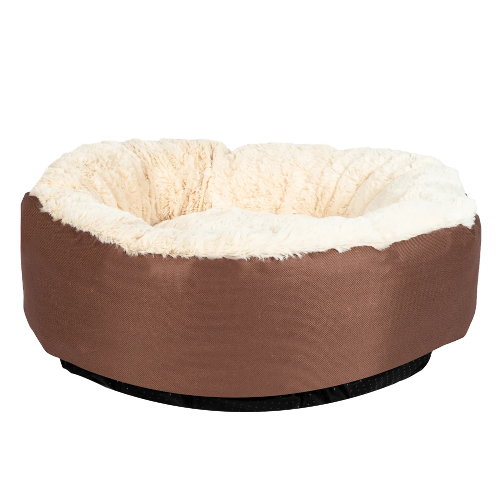 

Pet Dog Cat Bed Warm Soft Nest Round Brown