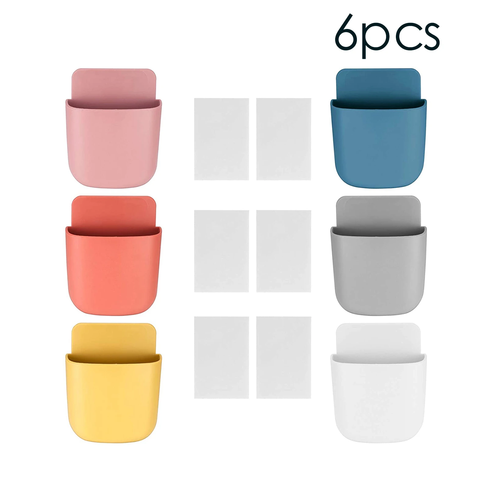 

6PCS Remote Controls Holders Self-adhesive Remote Control Storage Box Wall Mounted Phone Holder For Home Office Mini Storage Box