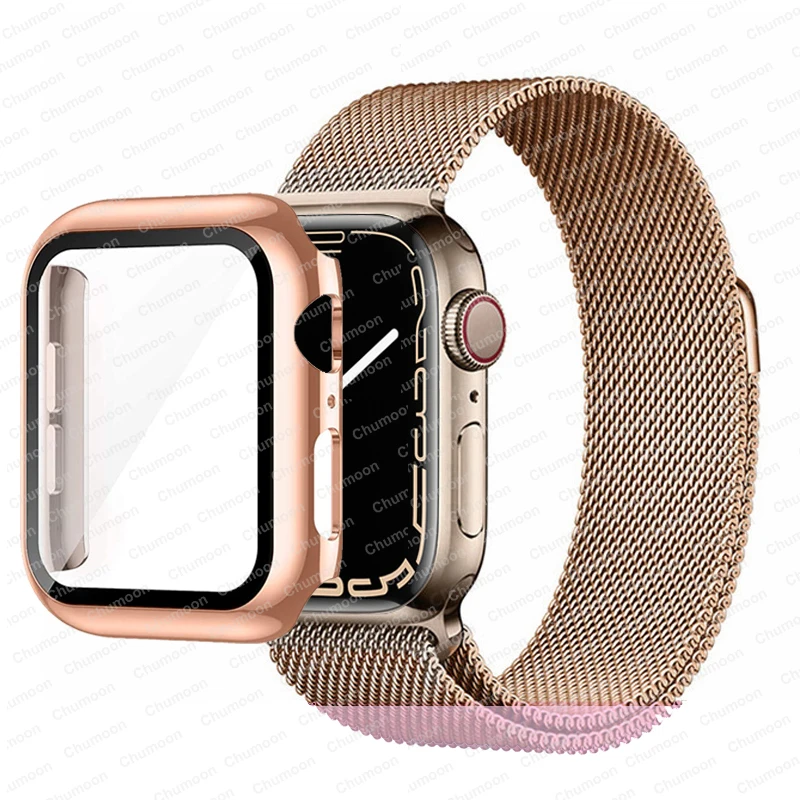 

Watch Case band For Apple Watch Strap 44mm 40mm 45mm 41mm iwatch Magnetic Loop bracelet correa apple watch Series SE 3 4 5 6 7