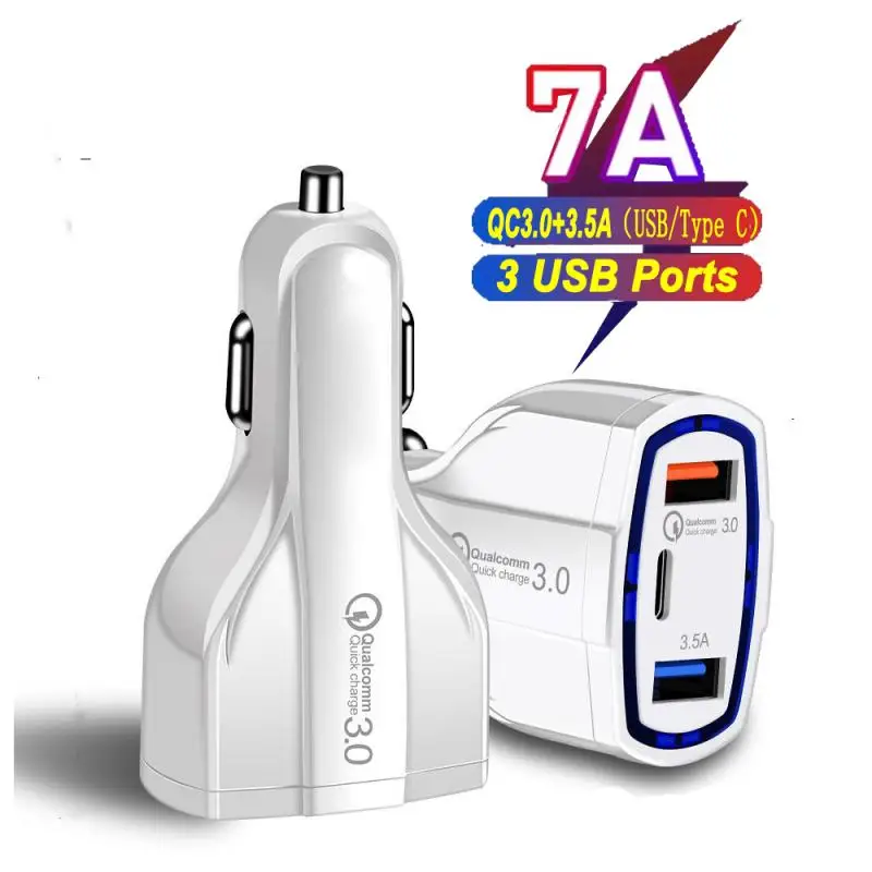 

Автомобильное зарядное устройство Type C QC 3,0 7A с двумя Usb-портами