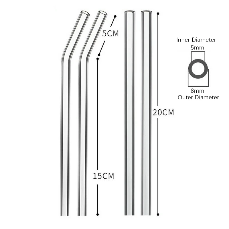 50 шт./лот разноцветные стеклянные соломинки многоразовые питьевые набор с