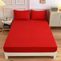 fashion simple china red solid color bed fitted sheets sabanas mattress cover with elastic microfiber 18020027 9020027cm
