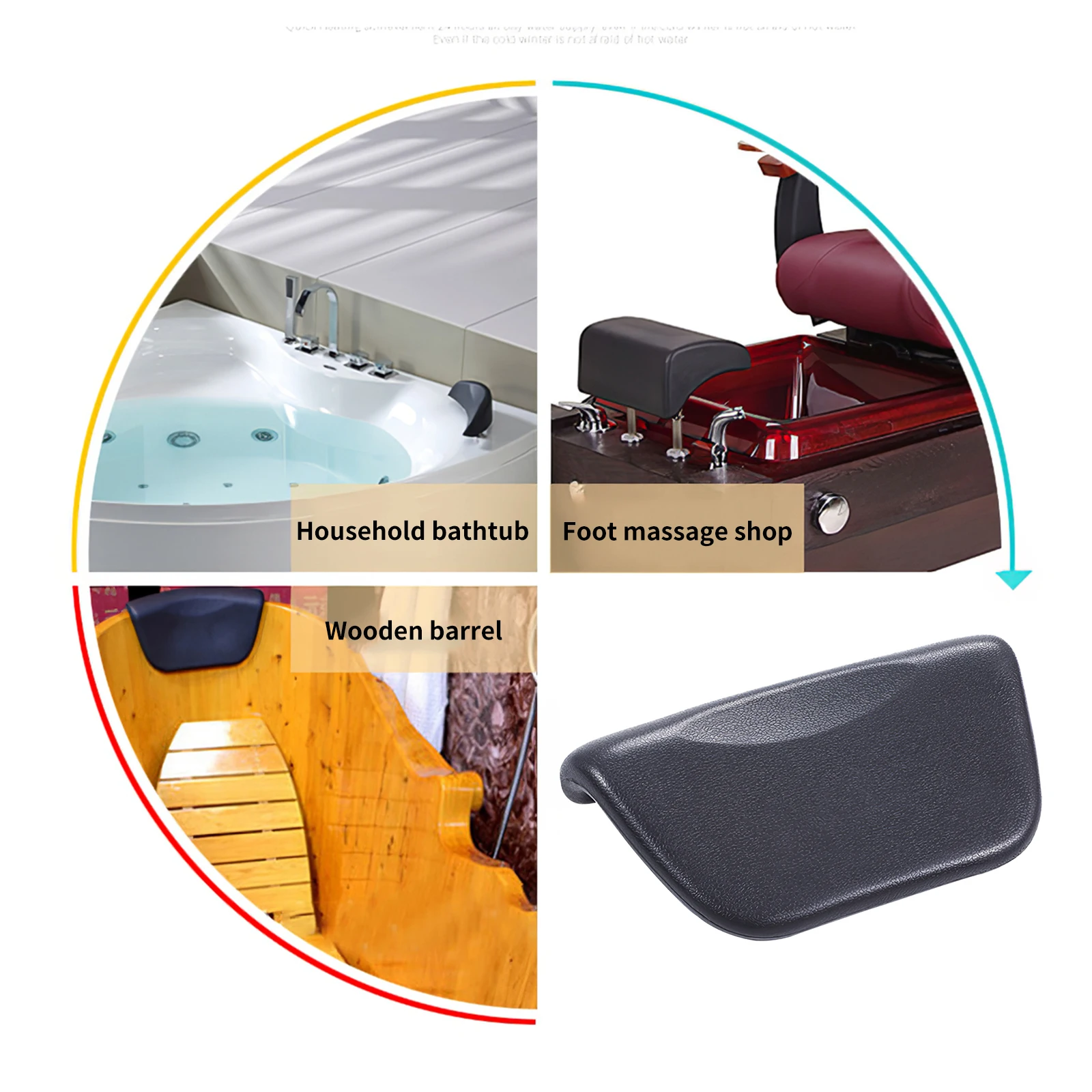 

Hot-Spa Bath Pillow Non-Slip PU Bath Cushion With Suction Cups Ergonomic Home Spa Headrest For Bathtub Adults Children Relaxing