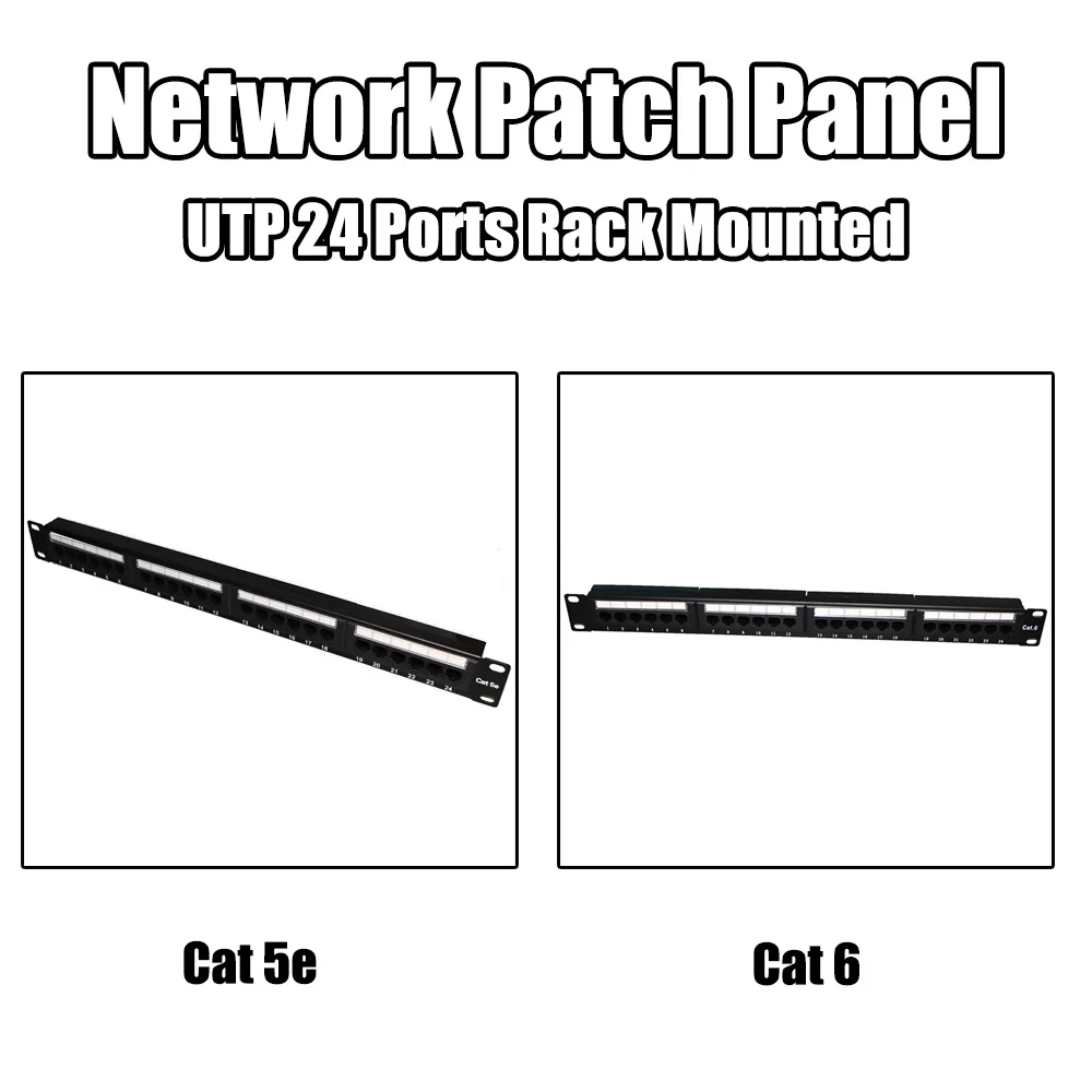 

24 Ports UTP Cat 5e/Cat 6 Patch Panel Networking RJ45 Fluke Passed 19 inch Rack Mounted without rear Cable Management Arm