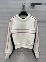 crew neck pullover womens contrast color stitching sweet foreign style casual stripe sweater