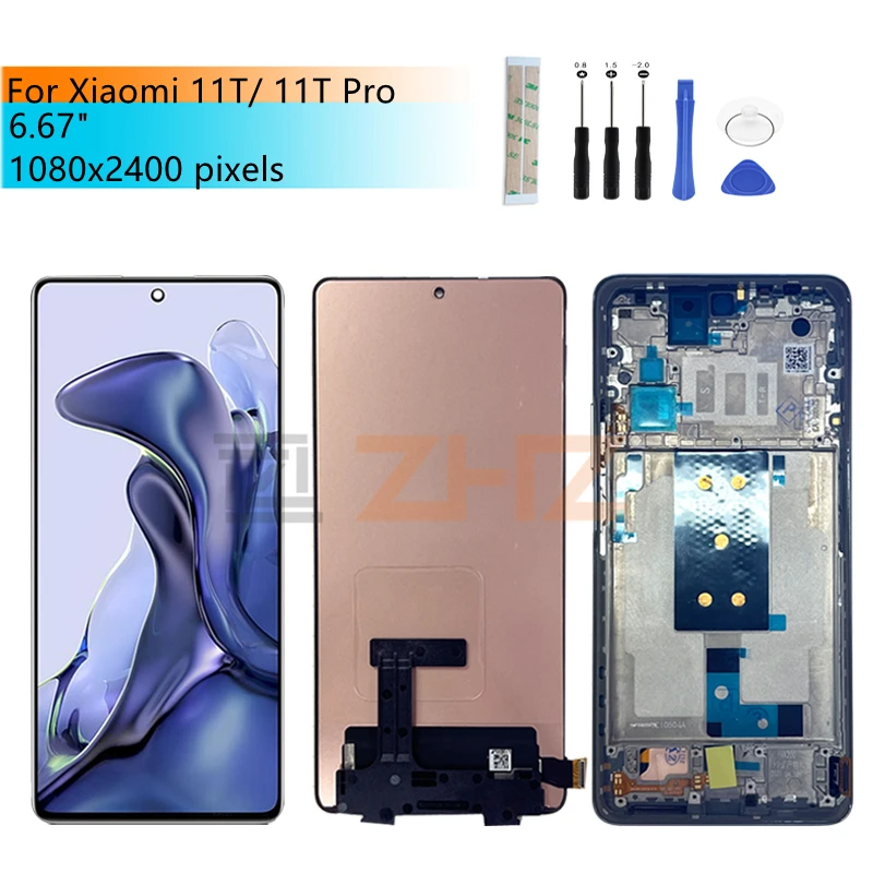 Original LCD For Xiaomi 11t PRO Display Touch Screen Digitizer Assembly With Frame For Xiaomi 11t Display Replacement Repair