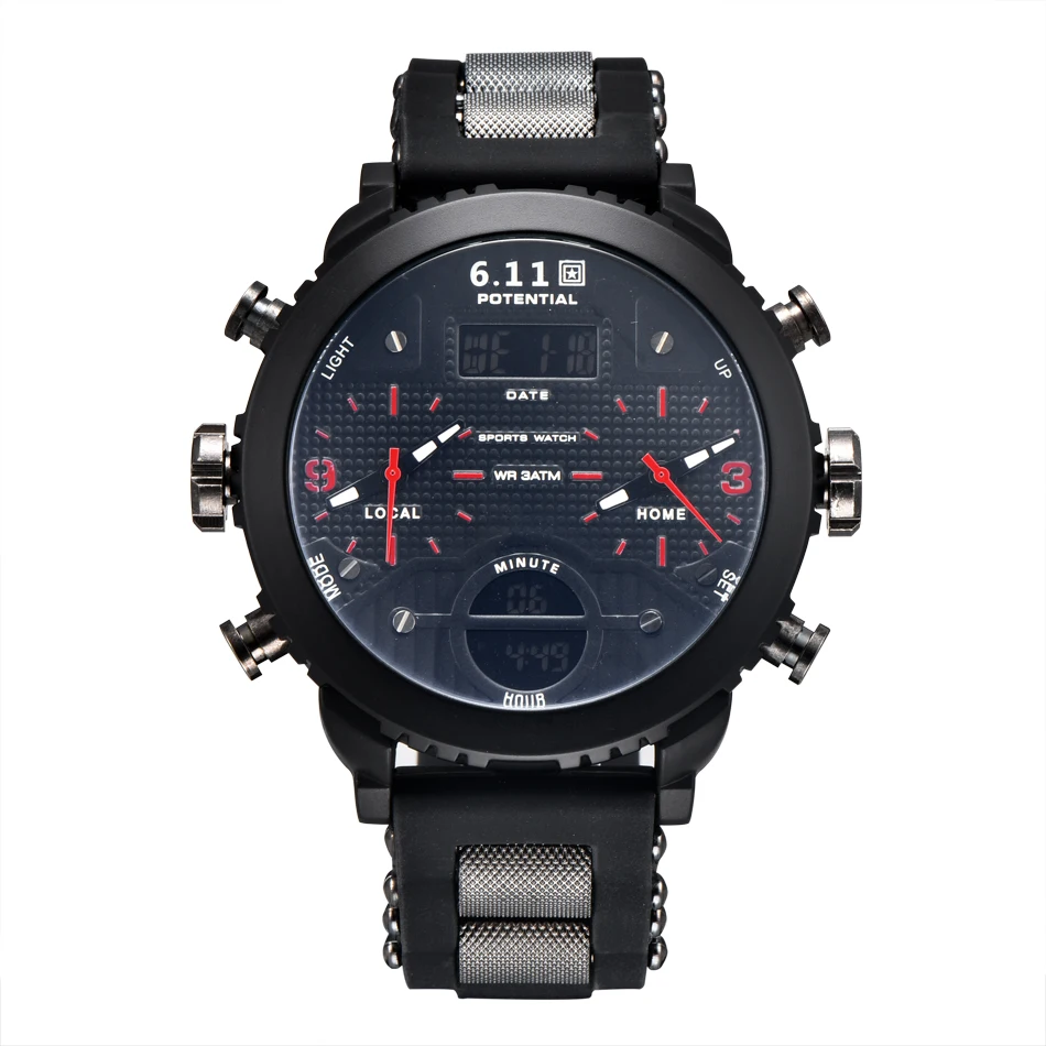 6 11 новые большие мужские часы Силиконовые Спортивные кварцевые наручные