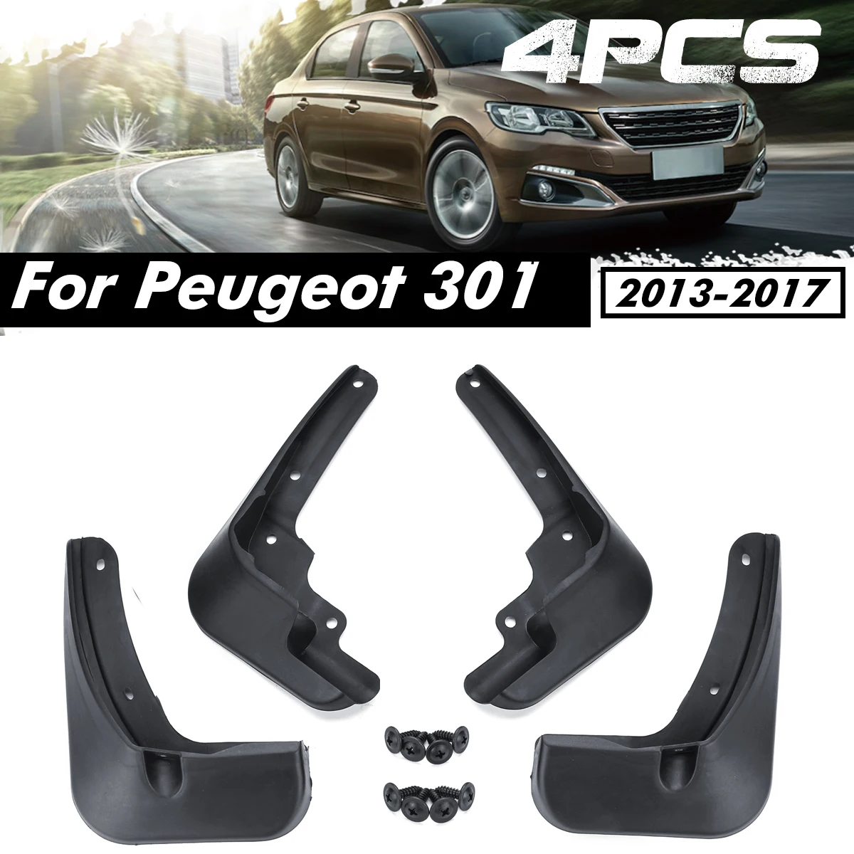 Брызговики для автомобиля Peugeot 301 2013 2014 2015 2016 2017 2018 2019 брызговики