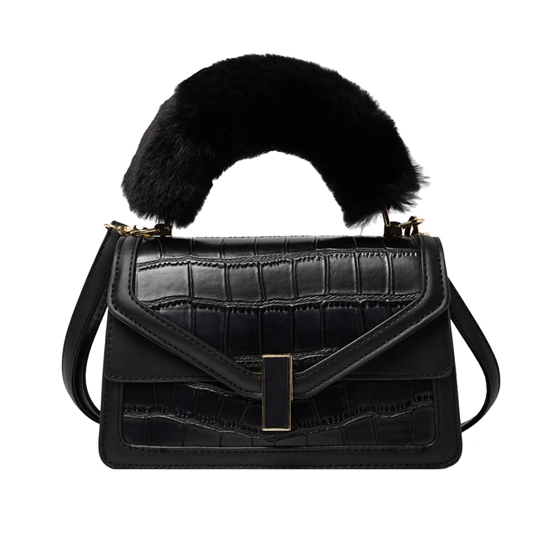 

Crocodile pattern Plush Tote bag 2020 Fashion New Quality PU Leather Women's Designer Handbag Vintage Shoulder Messenger Bag