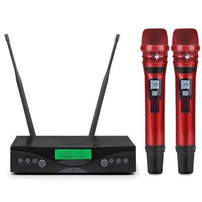NTBD караоке для сцены, вечерние, для дома, KTV, AXT-100, UHF, беспроводной, двойной микрофон, система, динамический, 2 канала, 2, ручной, кардиоидный - Цвет: Красный