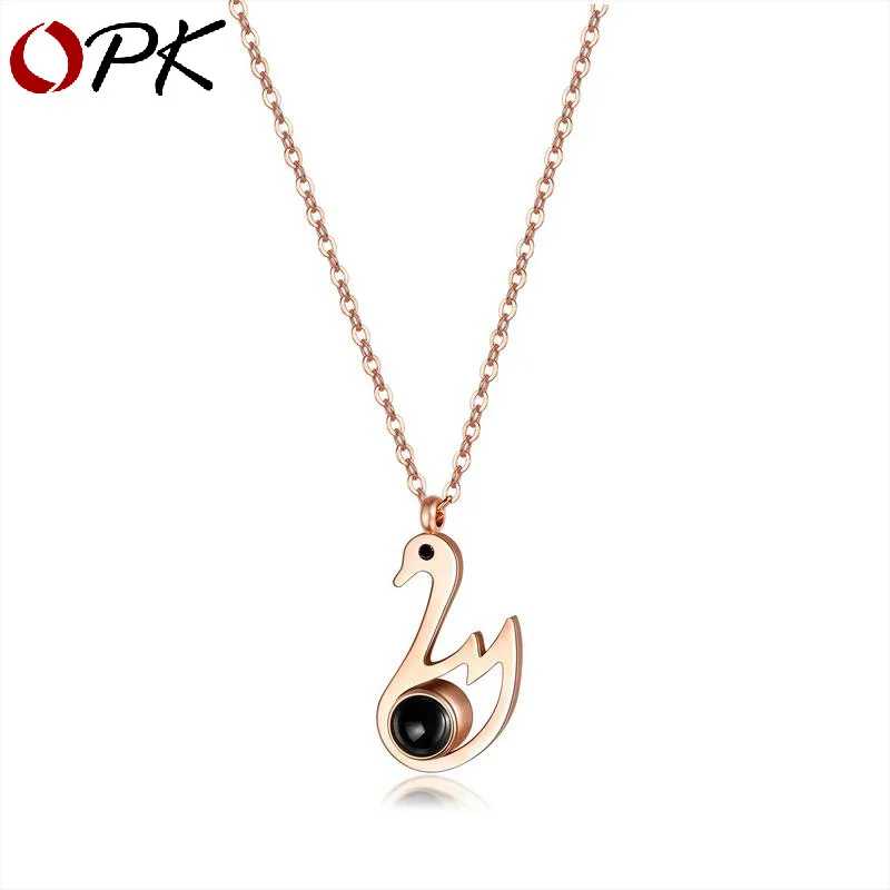 Ожерелье с подвеской в виде лебедя из титановой стали на 100 языках|Цепочки| |