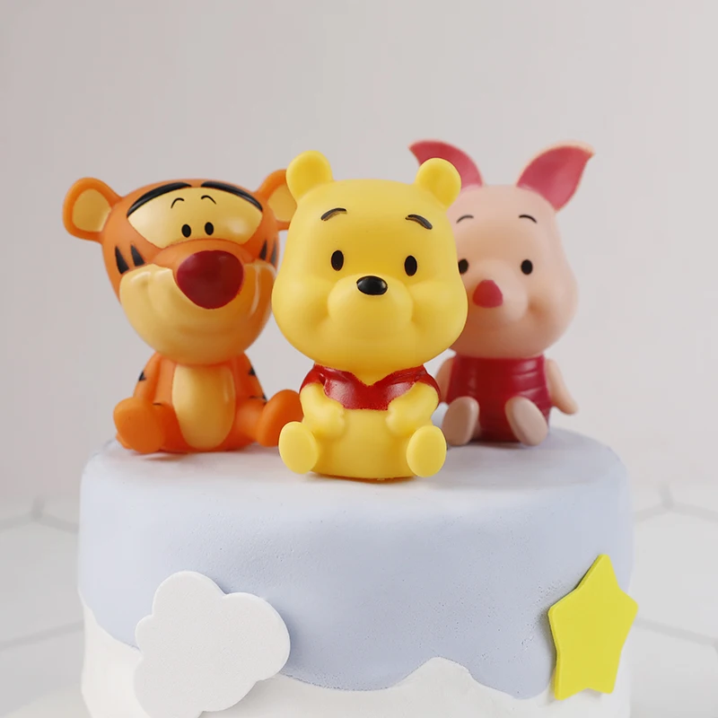 Cute Cartoon pink pig tiger and yellow bear Happy Birthday Cake Topper Decoration for Party Supplies Boy Girl Baking Love Gifts |