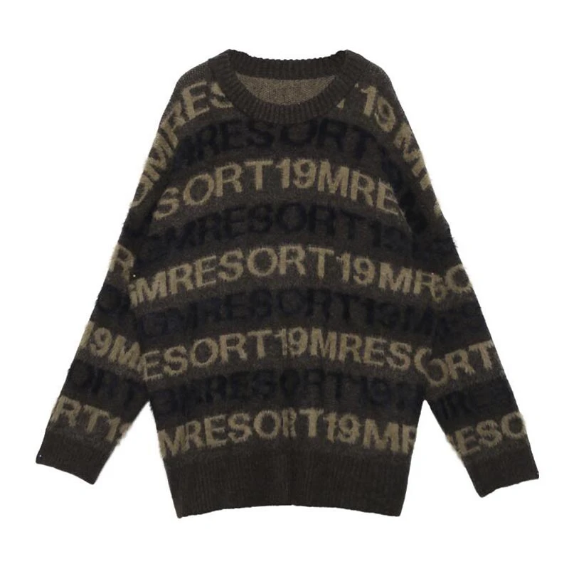 CHICEVER с буквенным принтом хит цвет вязаный свитер женский о-образный вырез