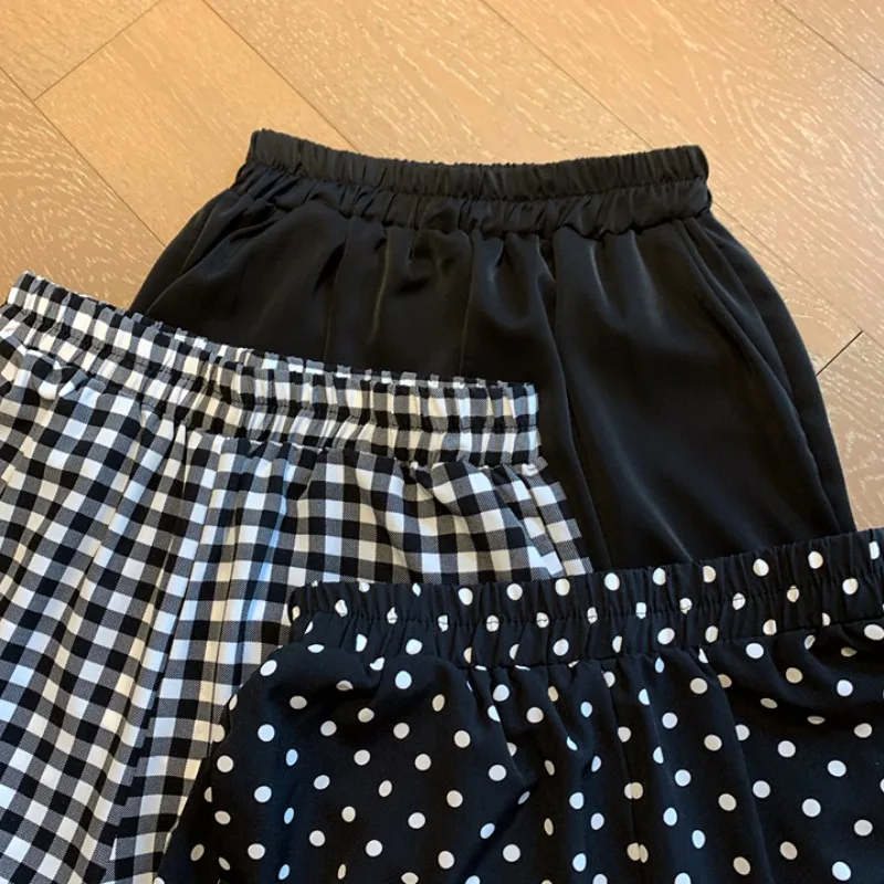 

Bloomers Women's Summer Ins Polka Dot Ankle Banded Pants 2021 New Korean Style Loose Lace-up High Waist Casual Pants