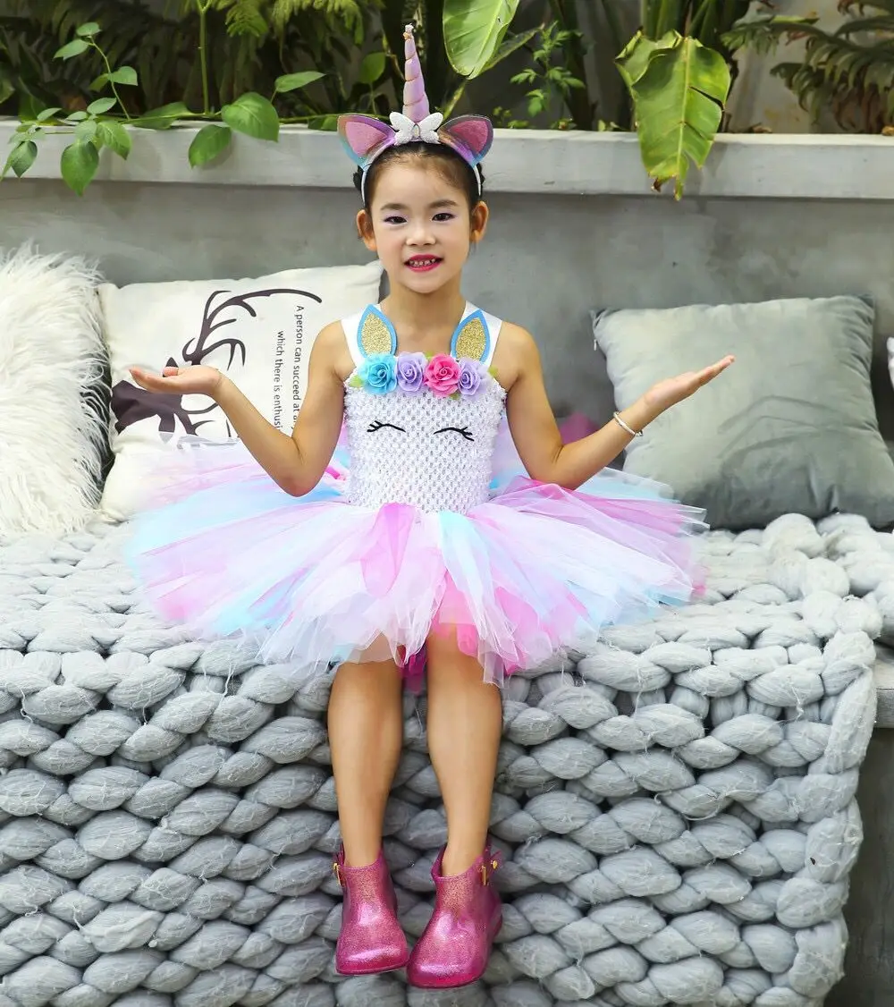 Нарядное платье пачка с единорогом ручной работы для девочек 1 14 лет костюм