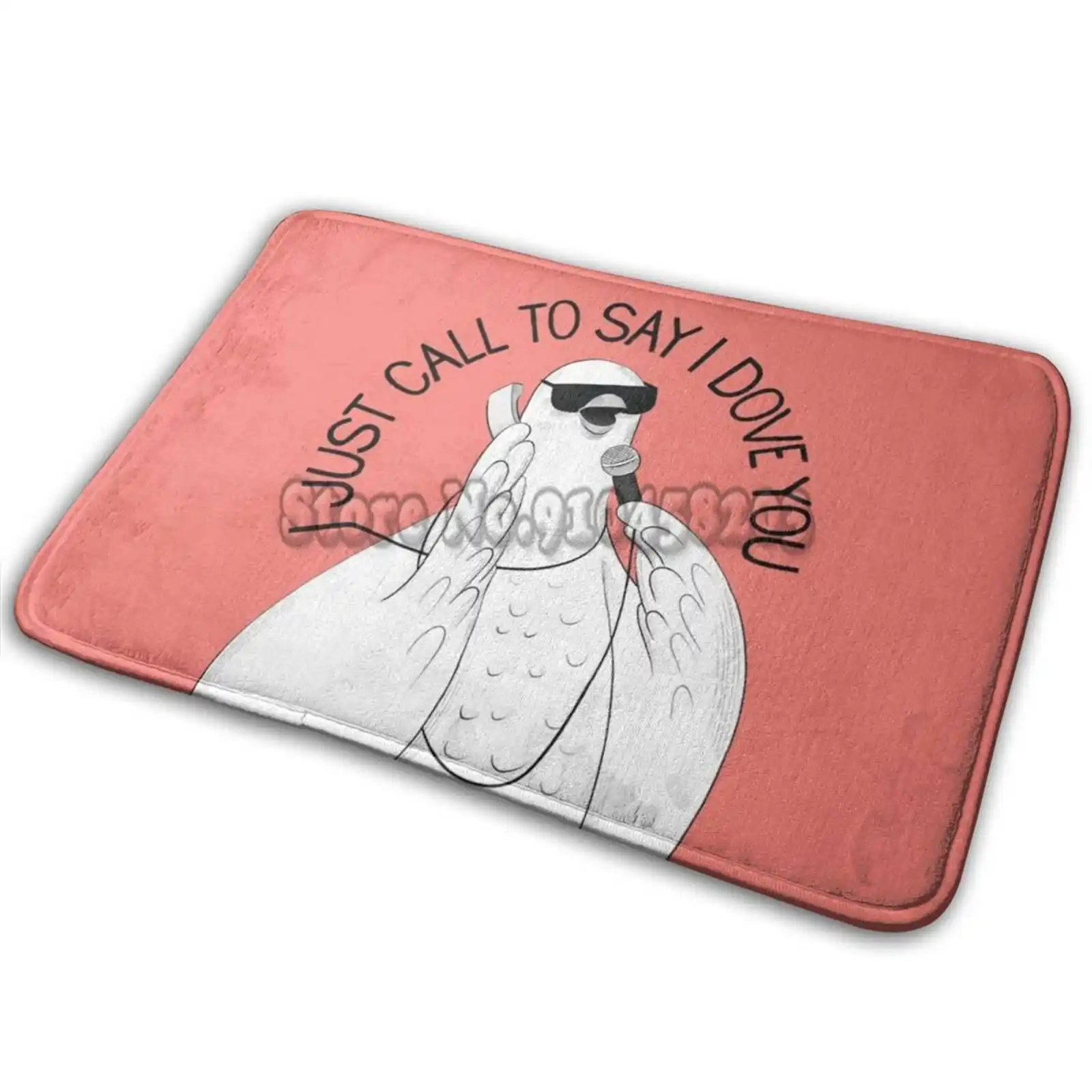 Поющий голубь | Животное караоке Иллюстрация Коврик с красным принтом для