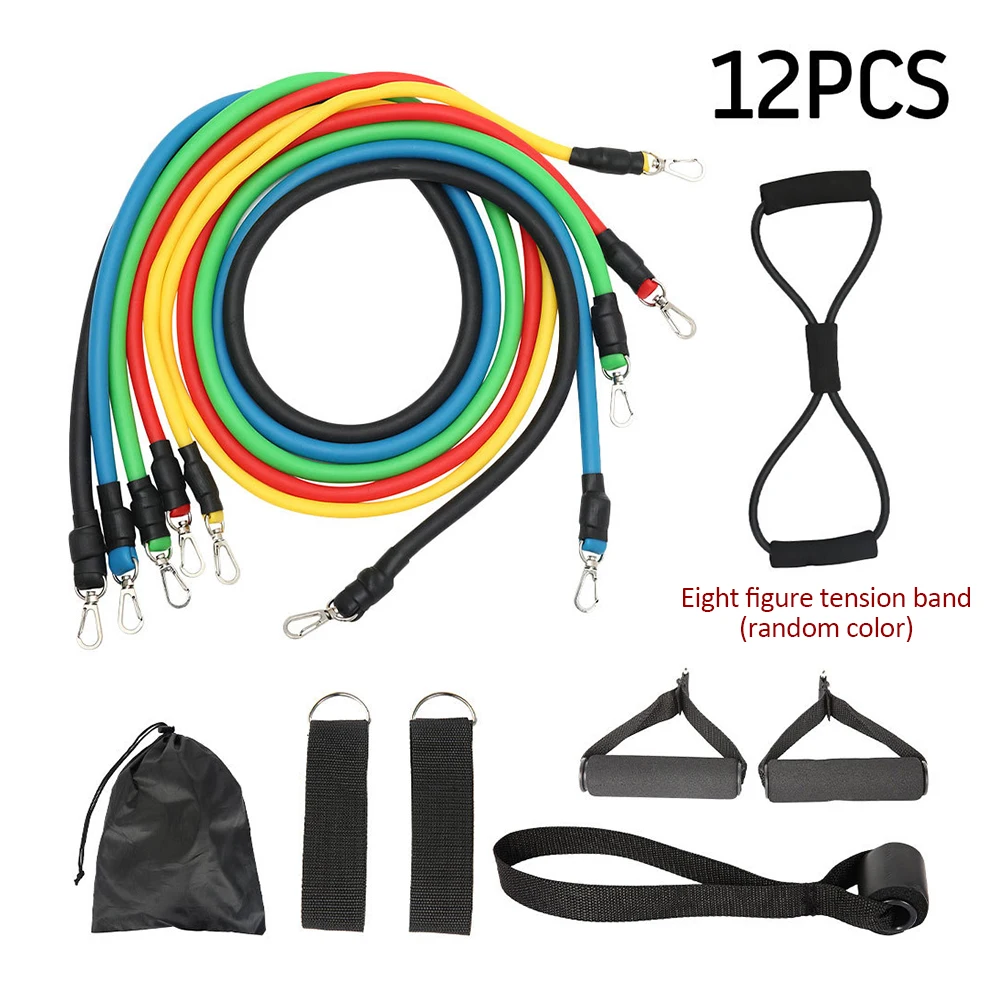 

12PCS Fitness Resistance Bands Set Elastic Bodybuilding Resistant Sport Rubber Bands Fitness Expander