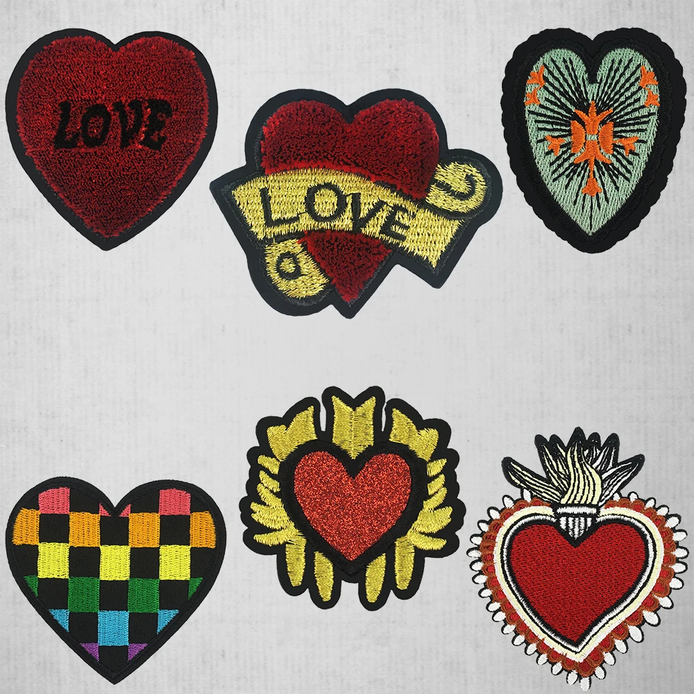 

2Pcs Hearts Embroidered Iron-on Patches for Clothing Embroidery Badges Bag Jeans Hat T Shirt DIY Appliques Craft Stickers